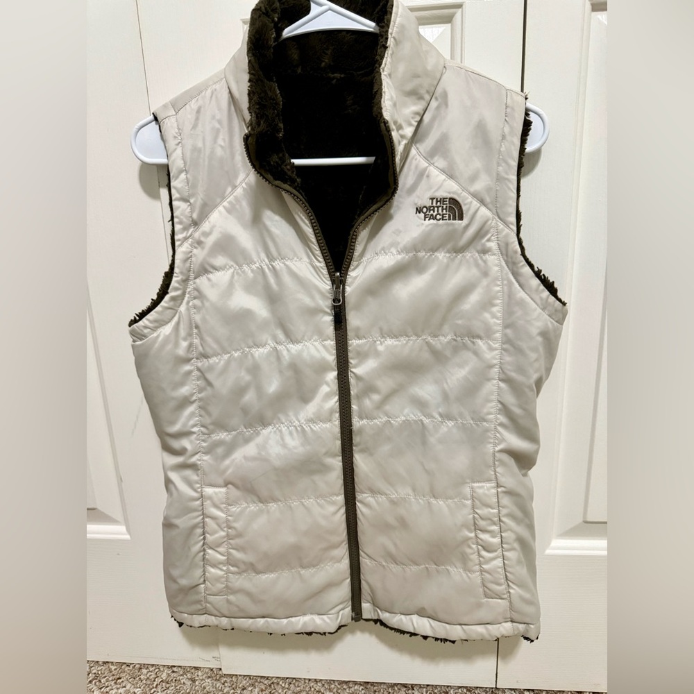 The North Face cream shell, soft brown fleece inside